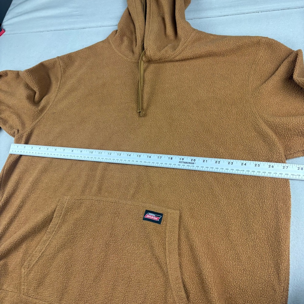 Dickies Mens 2XL Sherpa Hoodie Faux Fur Fleece Pullover Brown Tobacco RN123187 - Picture 5 of 5